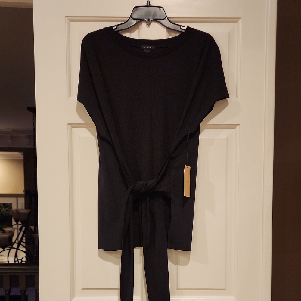 Halogen Black Short Sleeve Tie-Front Tunic